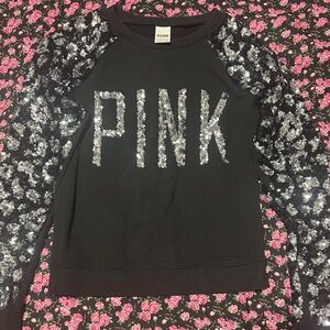 PINK Victoria's Secret Black Sweatshirt with cheetah Detail